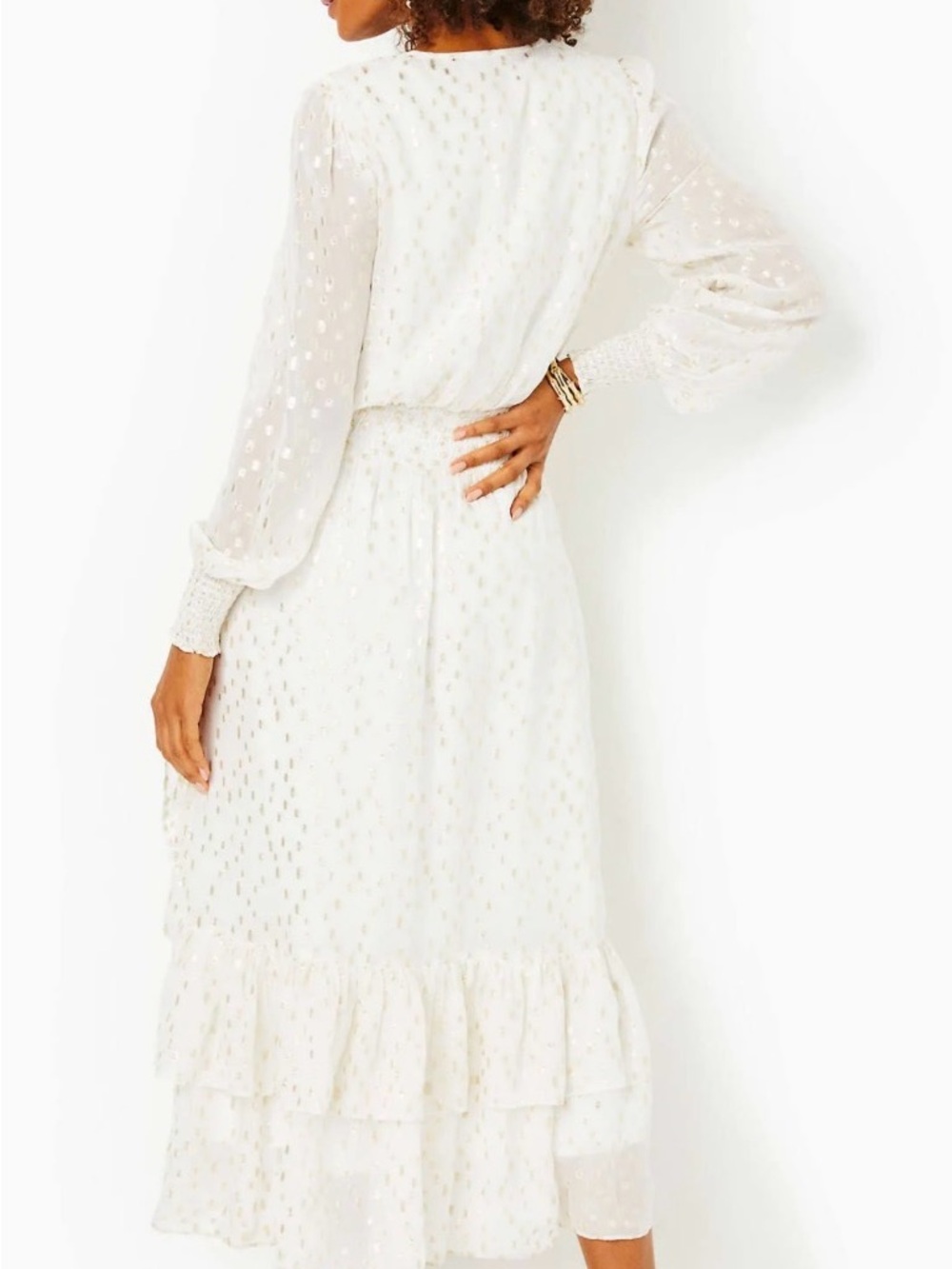 Lilly Pulitzer Ivory Dress with Gold Metallic Dot Detail - Picture 3 of 14